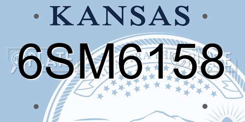 6SM6158 Kansas License Plate