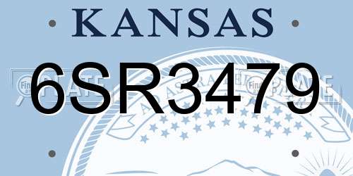 6SR3479 Kansas License Plate