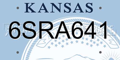 6SRA641 Kansas License Plate