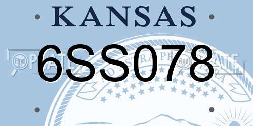 6SS078 Kansas License Plate