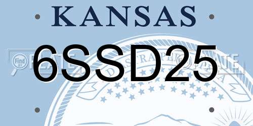 6SSD25 Kansas License Plate