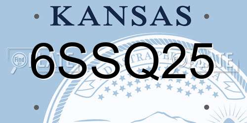 6SSQ25 Kansas License Plate
