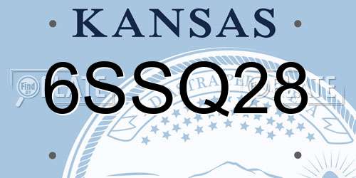 6SSQ28 Kansas License Plate
