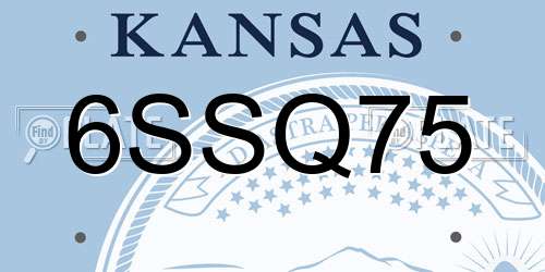 6SSQ75 Kansas License Plate
