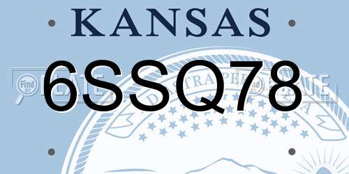 6SSQ78 Kansas License Plate