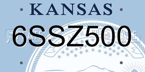 6SSZ500 Kansas License Plate