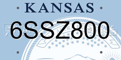 6SSZ800 Kansas License Plate