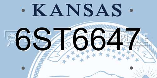 6ST6647 Kansas License Plate
