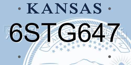 6STG647 Kansas License Plate