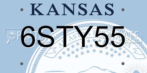 6STY55 Kansas License Plate