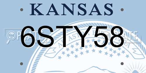 6STY58 Kansas License Plate