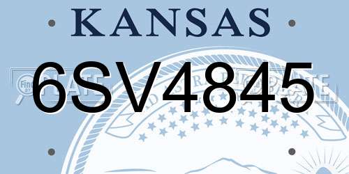 6SV4845 Kansas License Plate