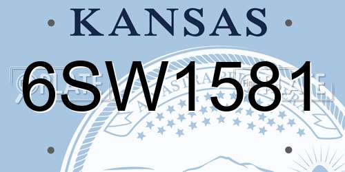6SW1581 Kansas License Plate