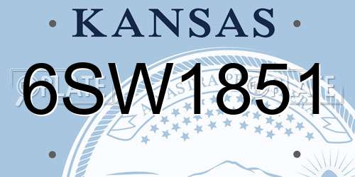 6SW1851 Kansas License Plate