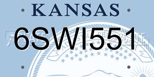 6SWI551 Kansas License Plate