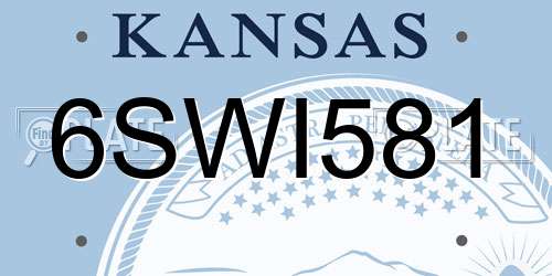 6SWI581 Kansas License Plate