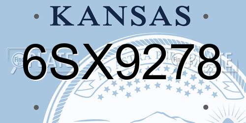 6SX9278 Kansas License Plate