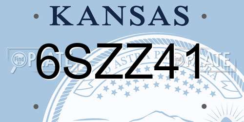 6SZZ41 Kansas License Plate