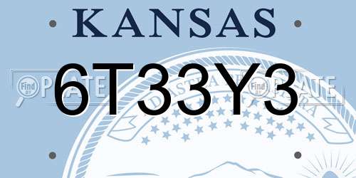 6T33Y3 Kansas License Plate