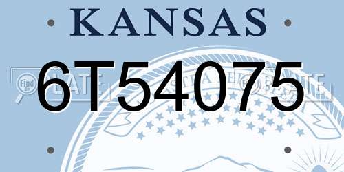 6T54075 Kansas License Plate