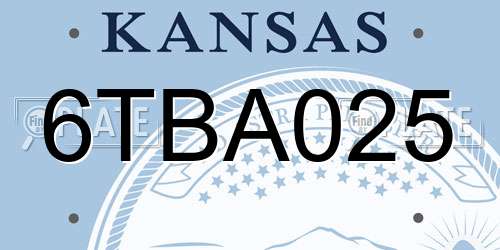 6TBA025 Kansas License Plate
