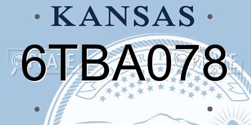 6TBA078 Kansas License Plate