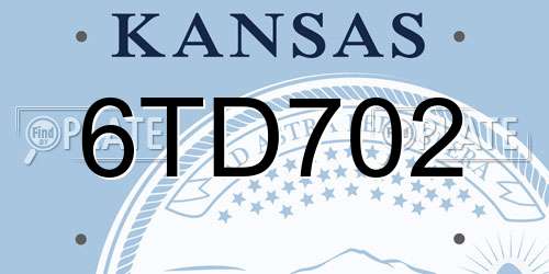 6TD702 Kansas License Plate