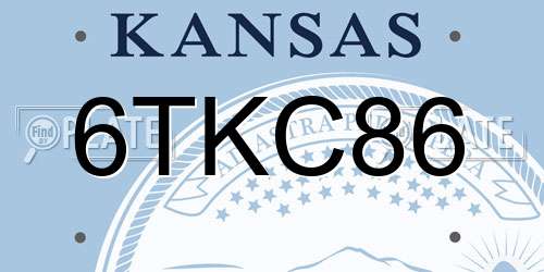 6TKC86 Kansas License Plate