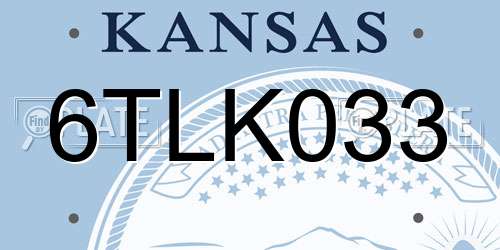 6TLK033 Kansas License Plate