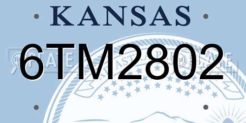 6TM2802 Kansas License Plate