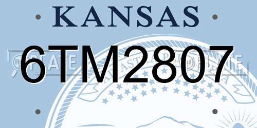 6TM2807 Kansas License Plate