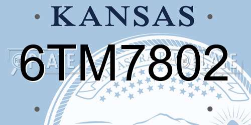 6TM7802 Kansas License Plate