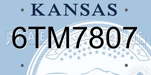 6TM7807 Kansas License Plate