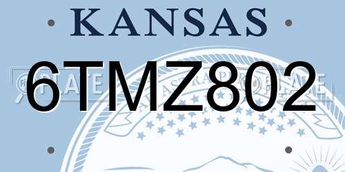 6TMZ802 Kansas License Plate
