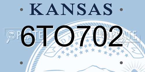 6TO702 Kansas License Plate