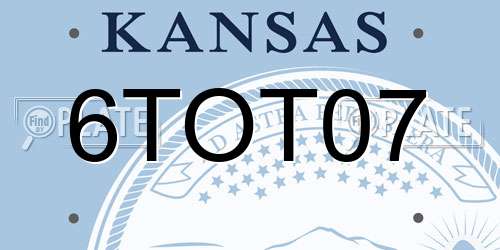 6TOT07 Kansas License Plate