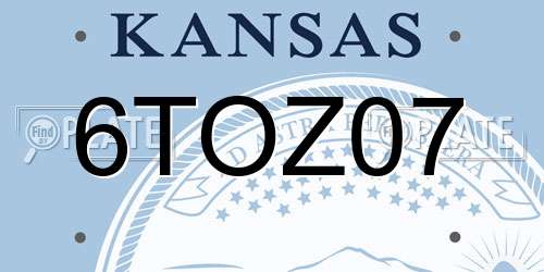 6TOZ07 Kansas License Plate