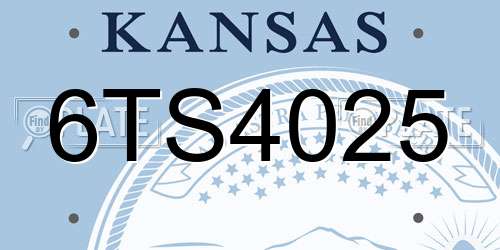 6TS4025 Kansas License Plate
