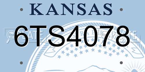 6TS4078 Kansas License Plate