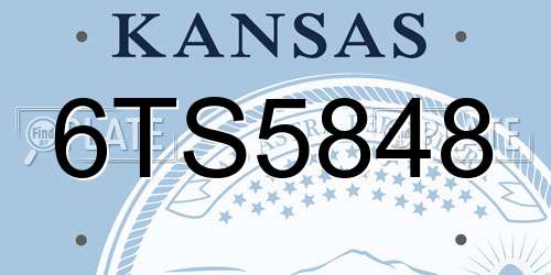 6TS5848 Kansas License Plate