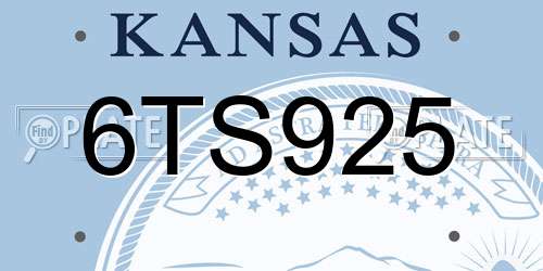 6TS925 Kansas License Plate