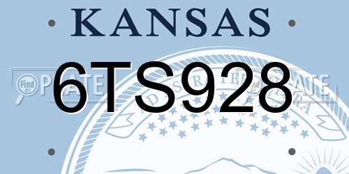 6TS928 Kansas License Plate