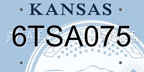 6TSA075 Kansas License Plate