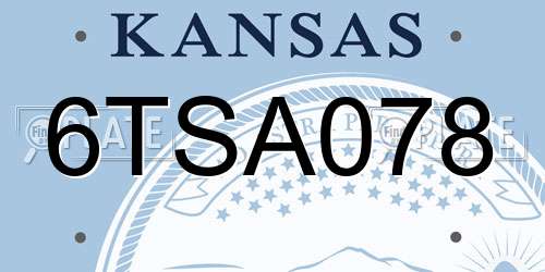 6TSA078 Kansas License Plate