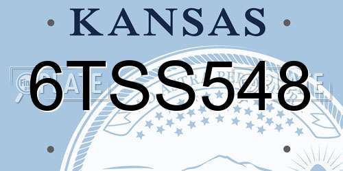 6TSS548 Kansas License Plate