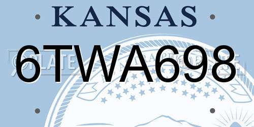6TWA698 Kansas License Plate