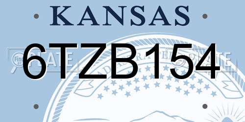 6TZB154 Kansas License Plate
