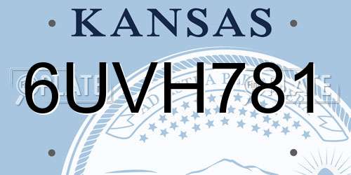 6UVH781 Kansas License Plate