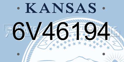 6V46194 Kansas License Plate