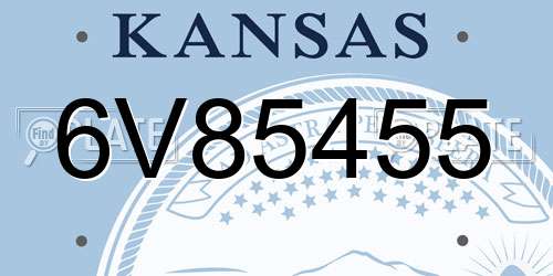6V85455 Kansas License Plate